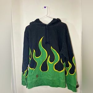 Teddy Fresh green & yellow flames hoodie